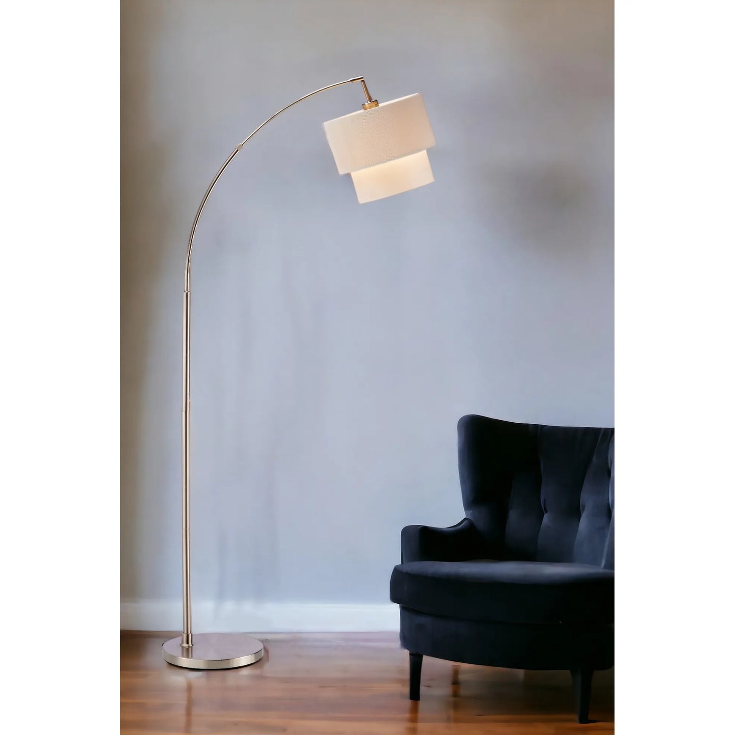 Brown and Black Arched Floor Lamp