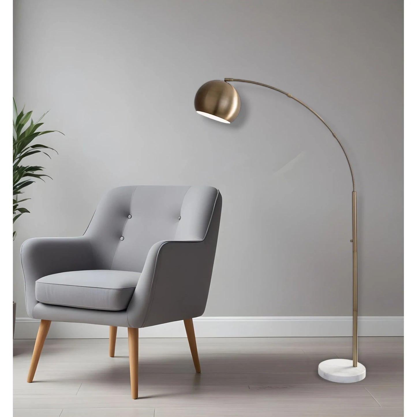 Contemporary Brass Metal Arc Floor Lamp