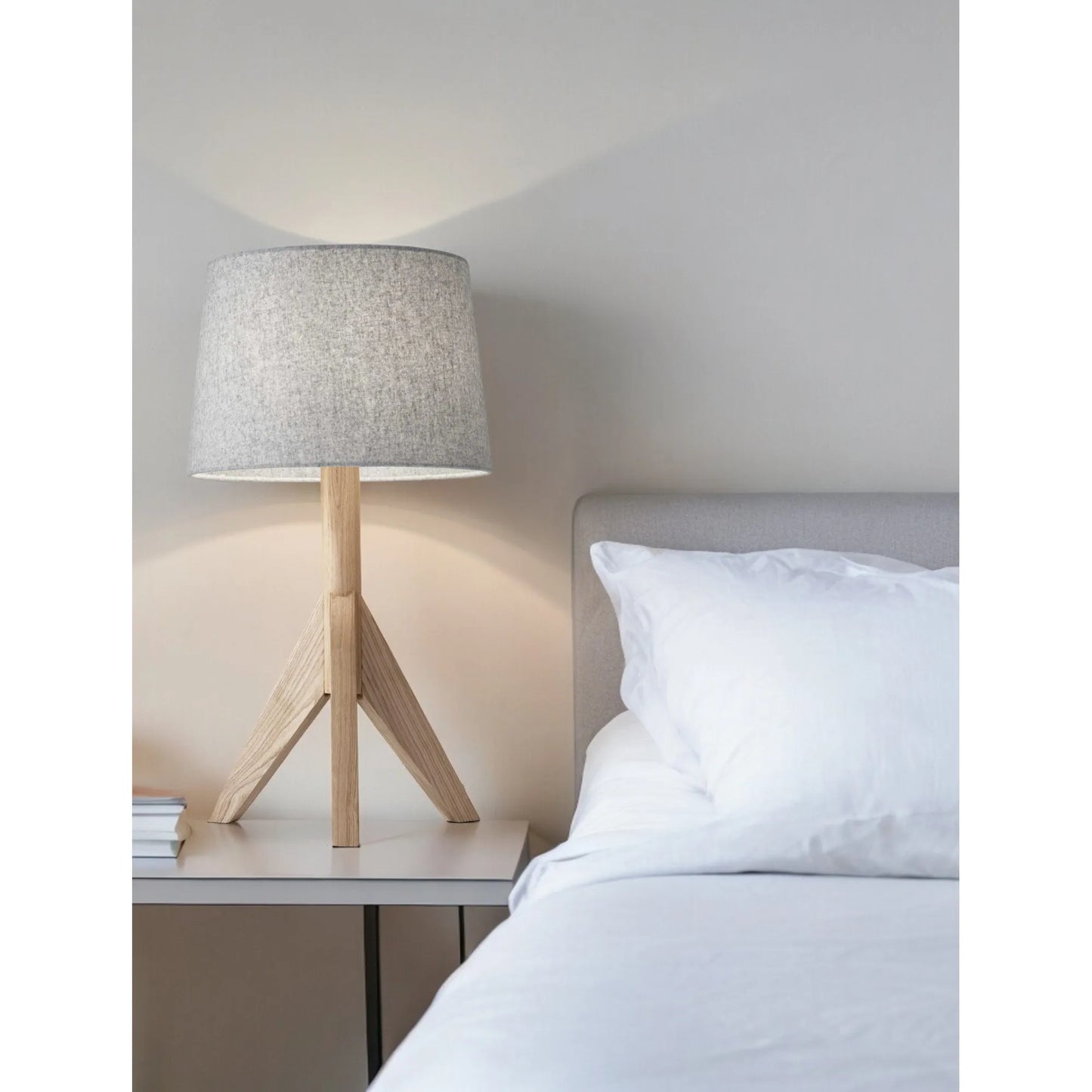 Natural Solid Wood Tripod Table Lamp