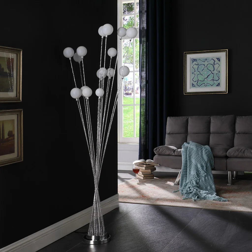 62" Modern Silver 16 LED Floor Lamp