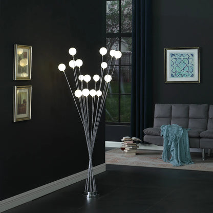62" Modern Silver 16 LED Floor Lamp