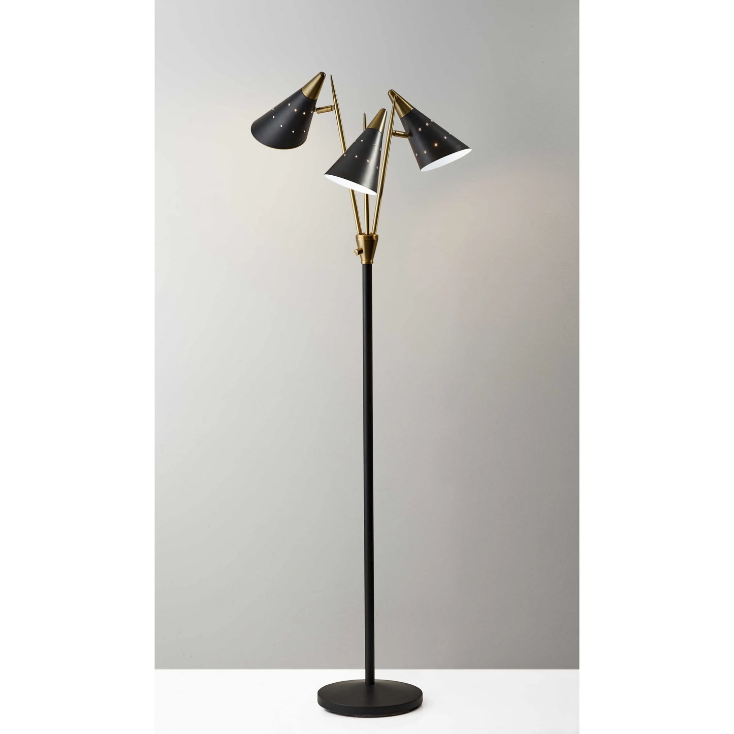 Black and Gold Metal Three Light Novelty Floor Lamp