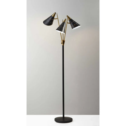 Black and Gold Metal Three Light Novelty Floor Lamp
