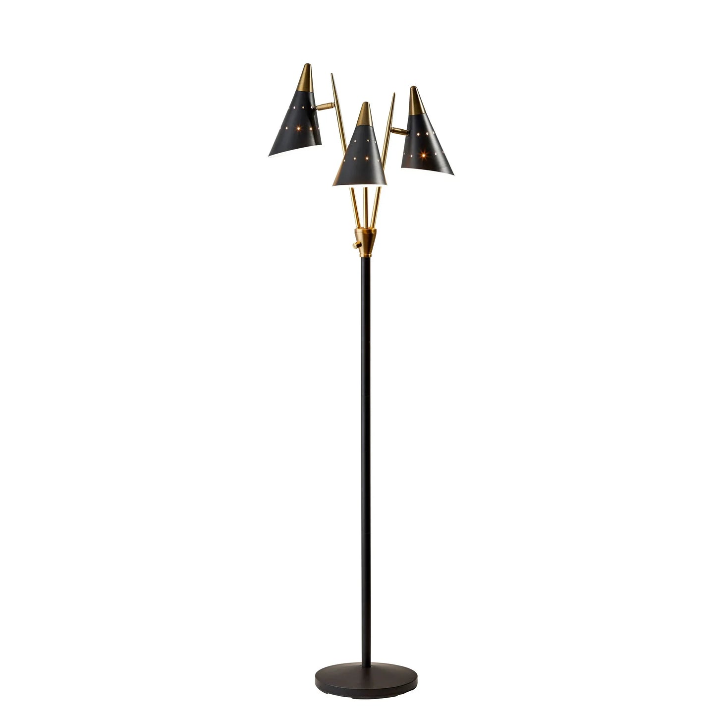 Black and Gold Metal Three Light Novelty Floor Lamp