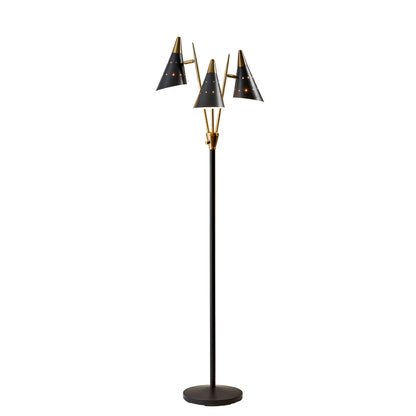 Black and Gold Metal Three Light Novelty Floor Lamp