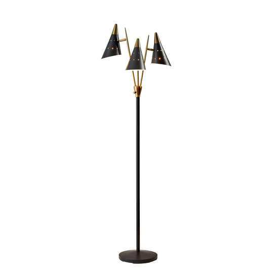 Black and Gold Metal Three Light Novelty Floor Lamp