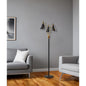 Black and Gold Metal Three Light Novelty Floor Lamp